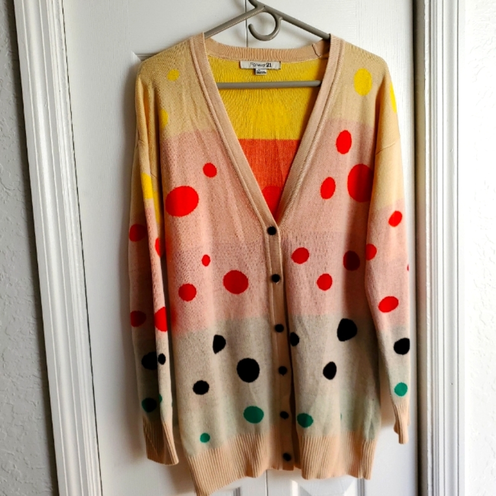 Forever 21 Rainbow Dot Colorful Cardigan